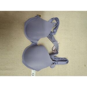 Victorias Secret T-Shirt Demi Bra Purple Logo Straps 34B Underwire Padded